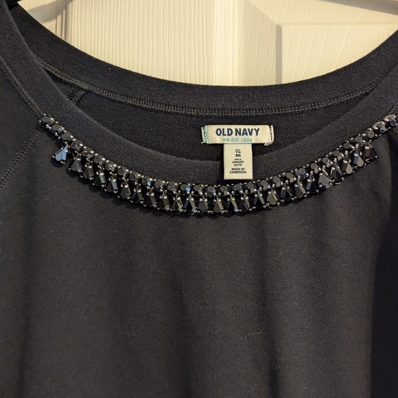 Black Old Navy Sweatshirt with Jewel Neckline size XL Tall - Picture 2 of 4